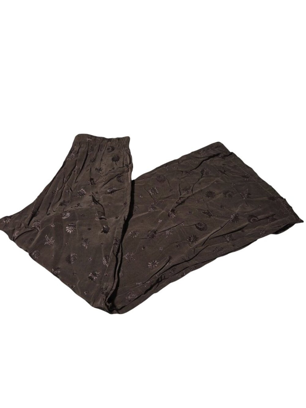 CP Shades Wide Leg Pants Womens Size Medium Brown Slacks Floral Embroidery